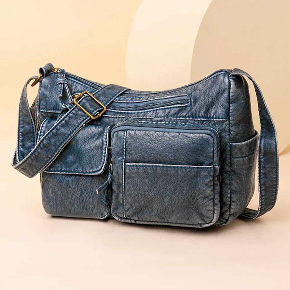 Lykke™ | Vintage Leather Shoulder Bag with Multiple Compartments
