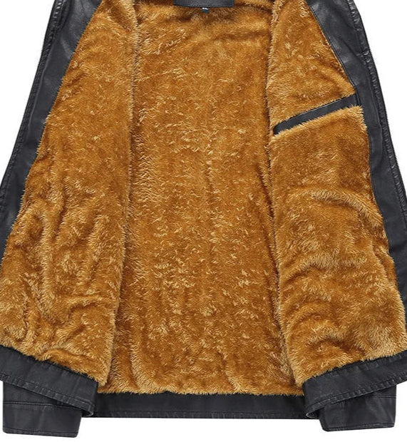 Johan™ Sand – Beige leather jacket with stand-up collar and discreet details