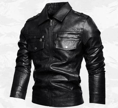Frederik™ Raw – Brown leather jacket with vintage structure and broad shoulders