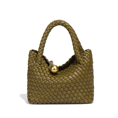 ASTRID™ | ELEGANT WOVEN LEATHER BAG WITH GOLD DETAIL