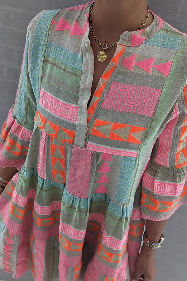 Ava™ | Chic V-Neck Cotton Hemp Summer Dress