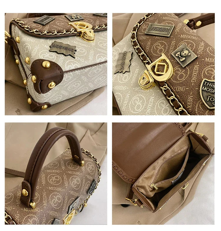 zelda™ – retro shoulder bag with monogram and gold details