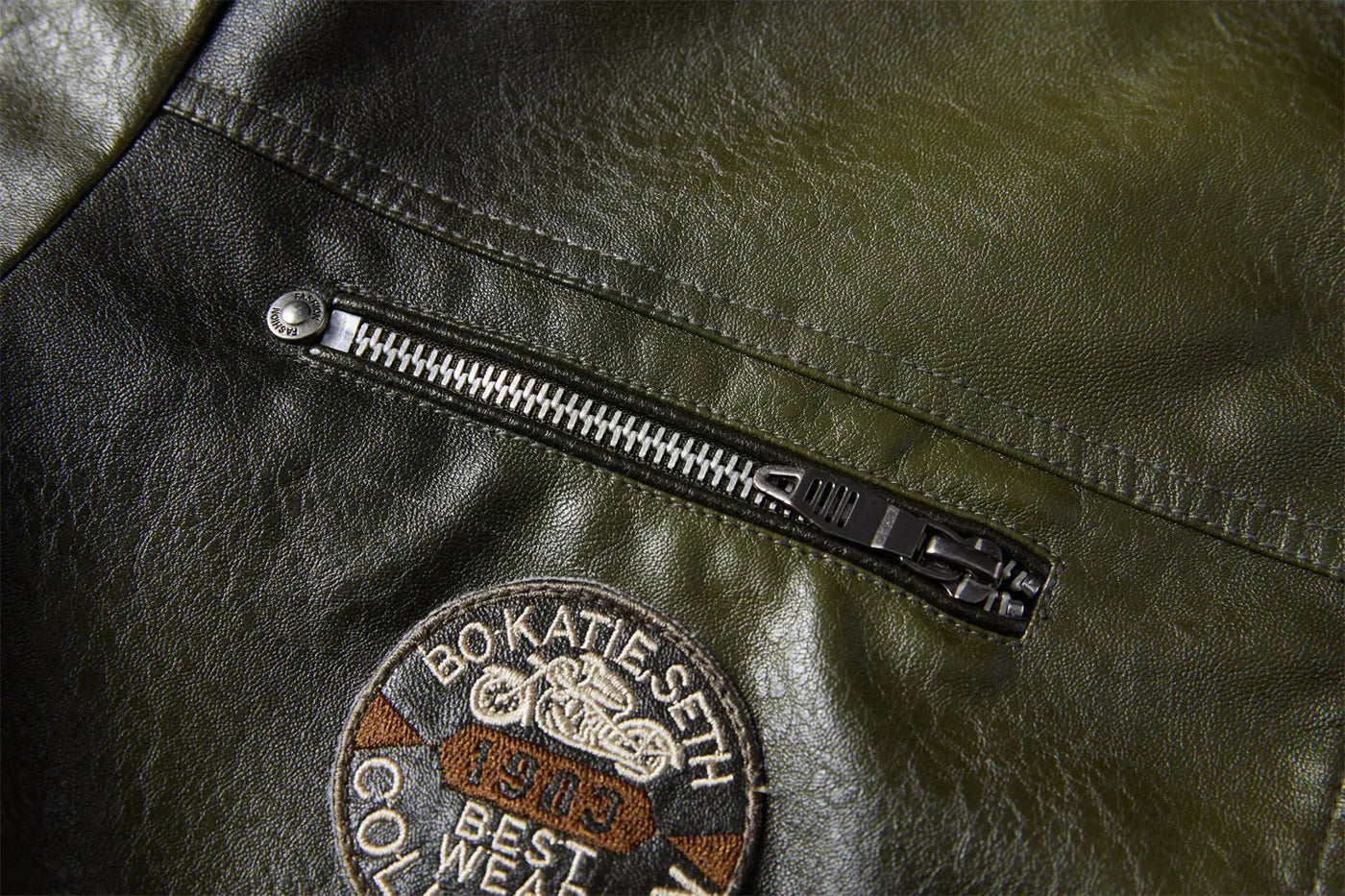 Tobias™ Rust – Red-brown motorcycle jacket with patch details