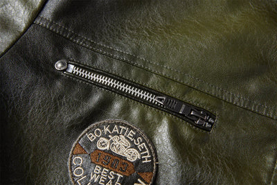 Tobias™ Rust – Red-brown motorcycle jacket with patch details