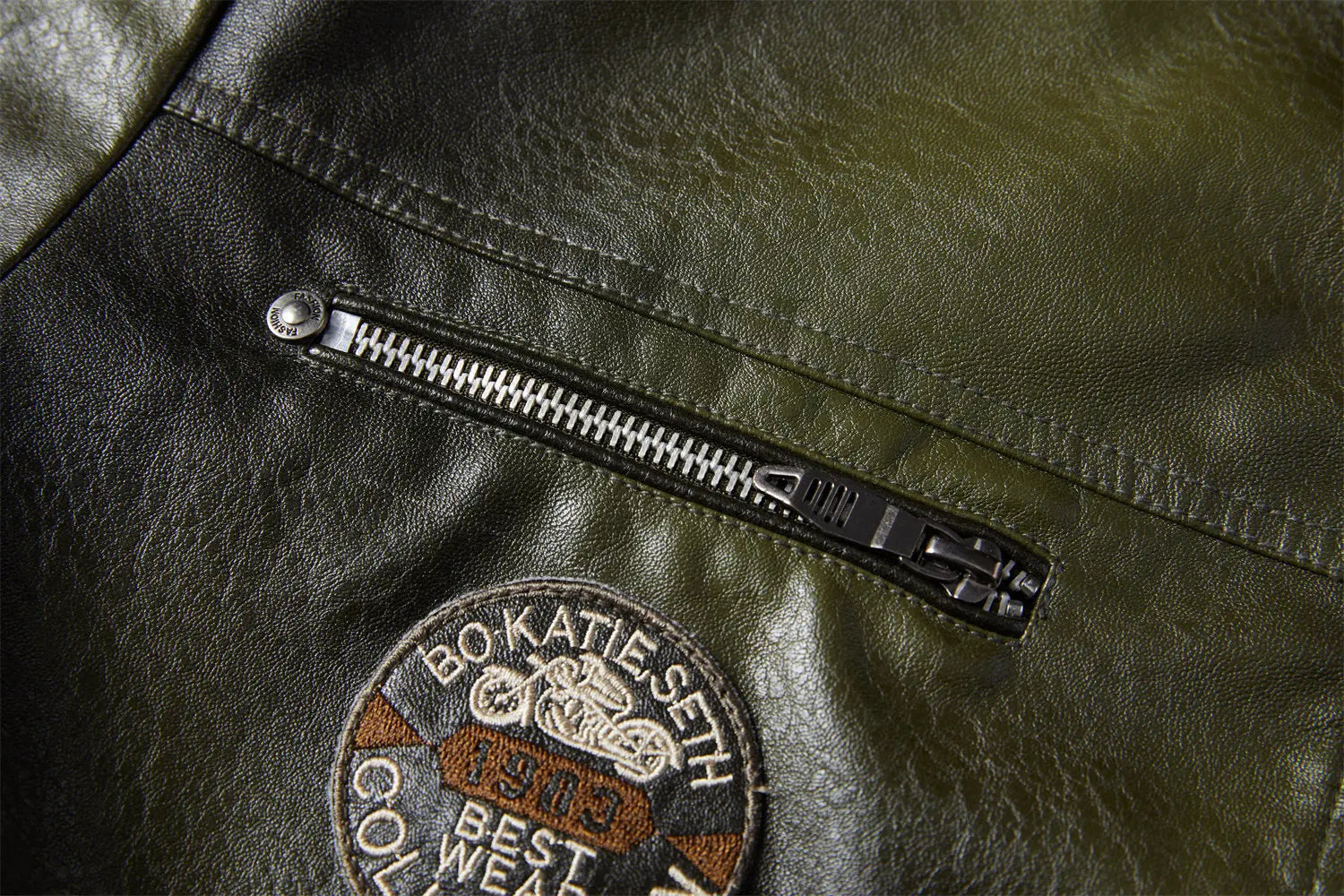 Tobias™ Rust – Red-brown motorcycle jacket with patch details