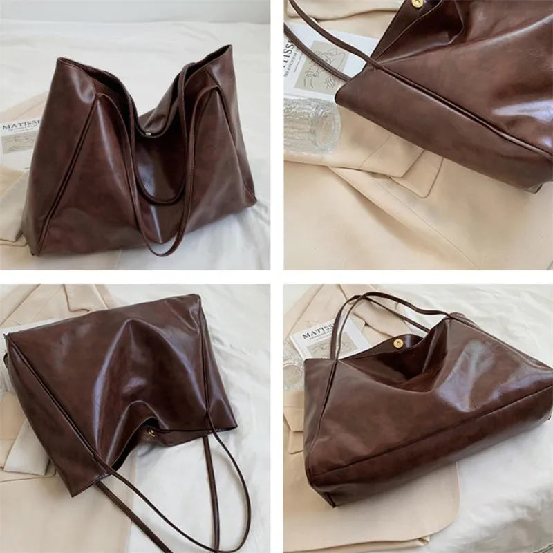 lisa™ – spacious brown tote bag in leather look