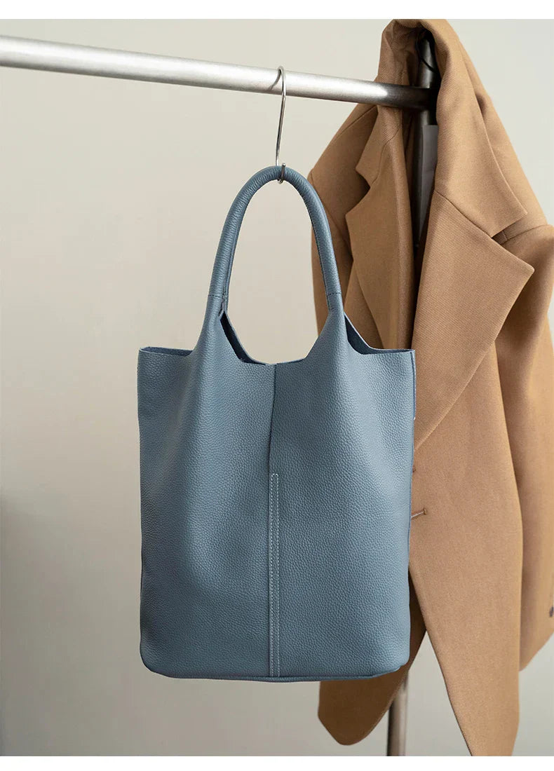 saga™ – light blue bucket bag in luxury leather look