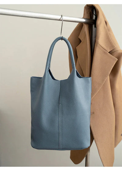 saga™ – light blue bucket bag in luxury leather look