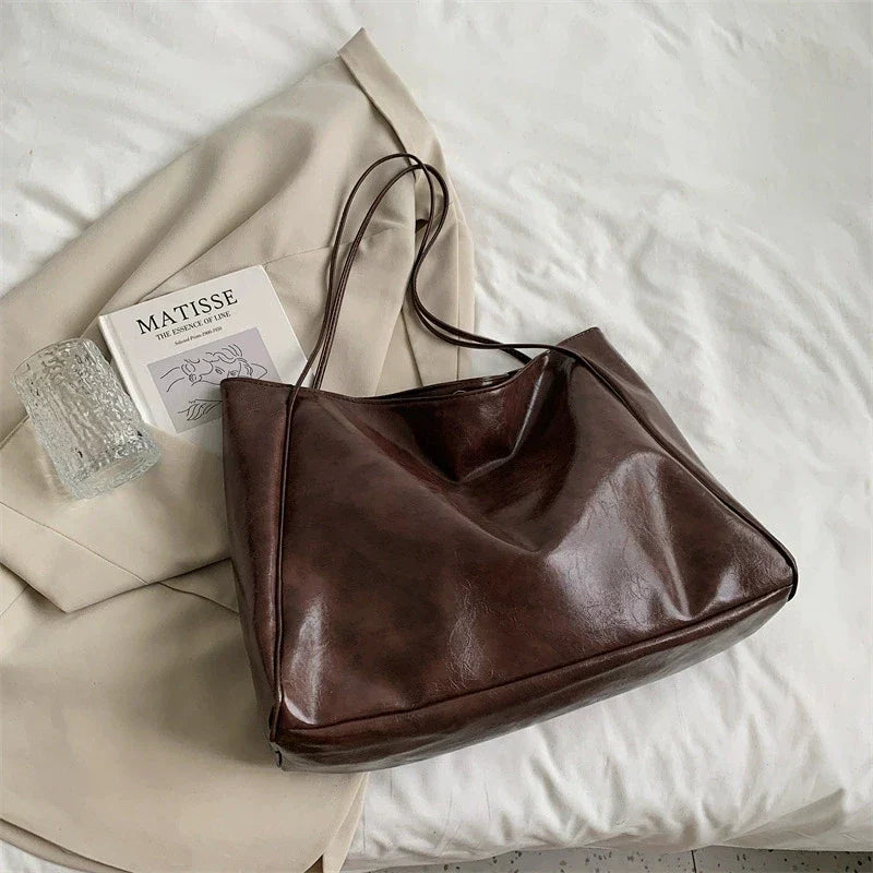 lisa™ – spacious brown tote bag in leather look