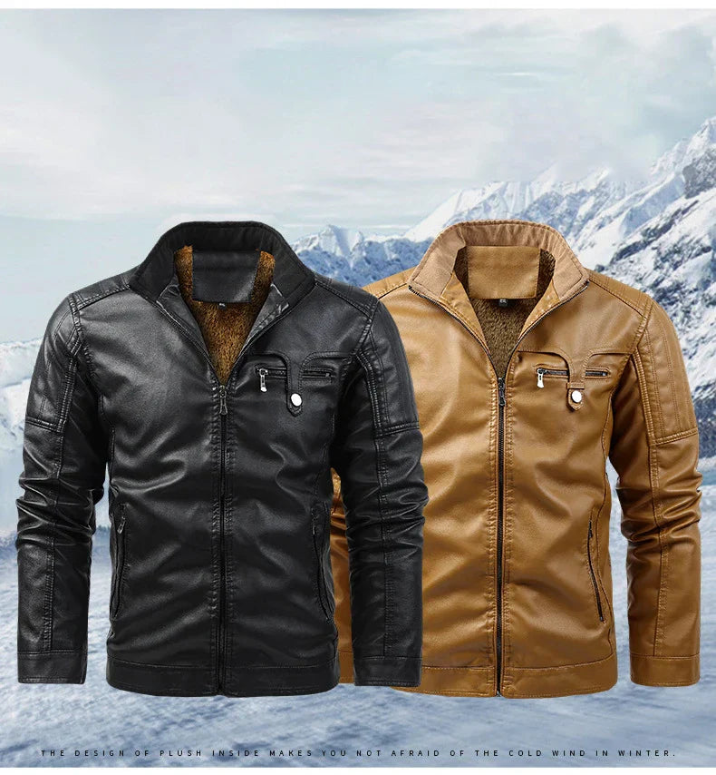 Johan™ Sand – Beige leather jacket with stand-up collar and discreet details