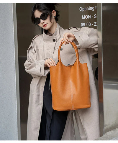 saga™ – light blue bucket bag in luxury leather look