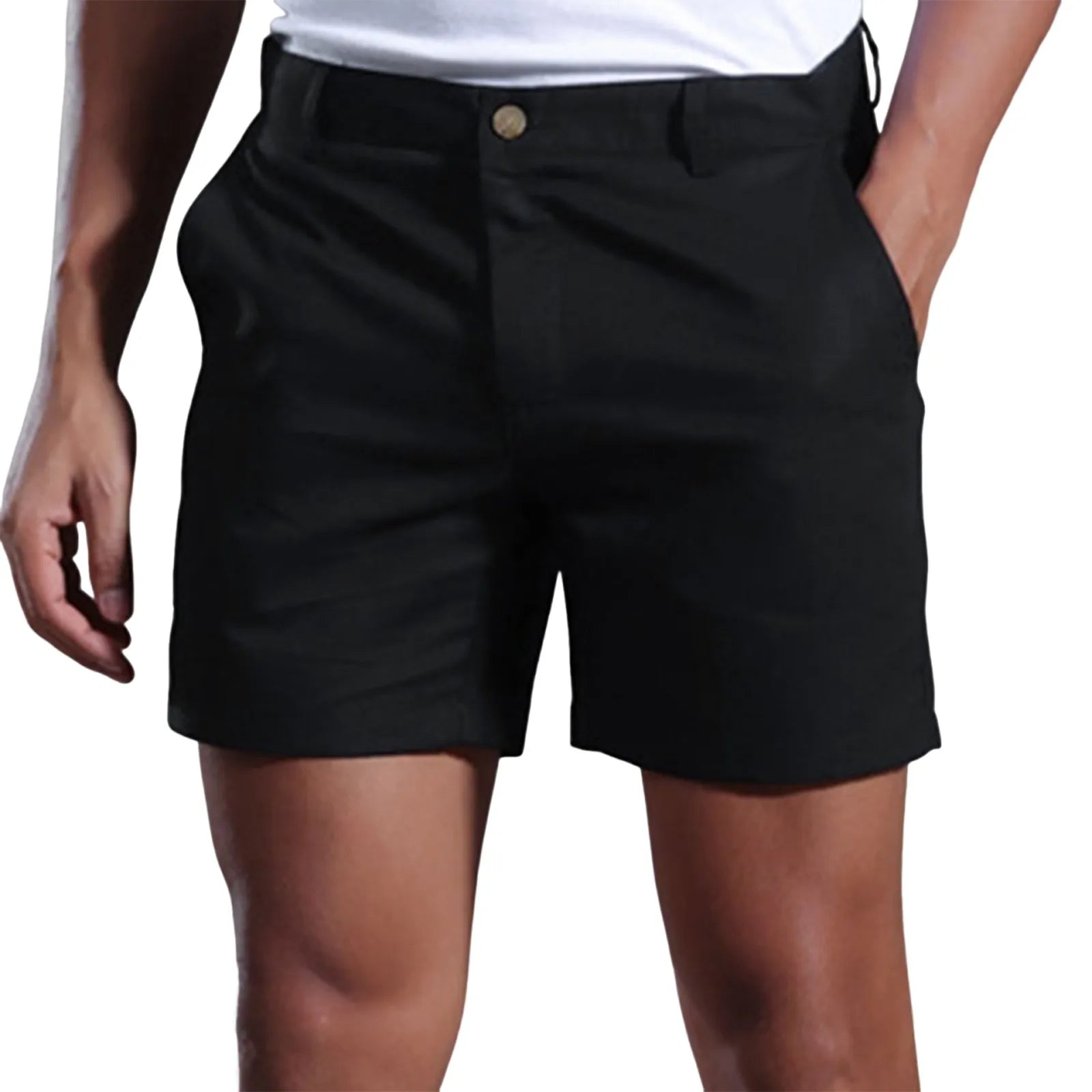 BEACHSIDE LINEN SHORTS – SLIM FIT WITH BUTTON DETAIL