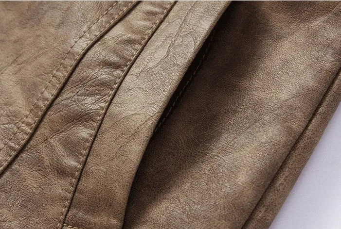 Frederik™ Raw – Brown Leather Jacket with Vintage Texture and Broad Shoulders