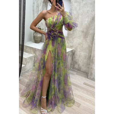 Jenny | Elegant One-Shoulder Floral Gown