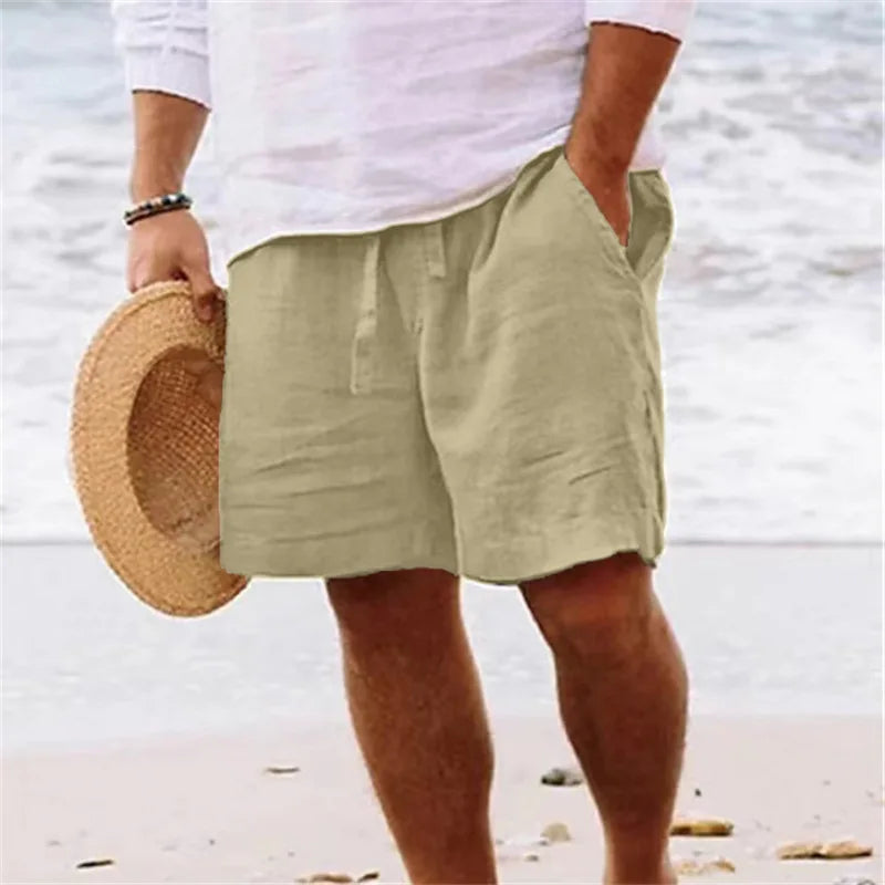 BEACHSIDE Summer Linen Men's Lightweight Fitness Shorts