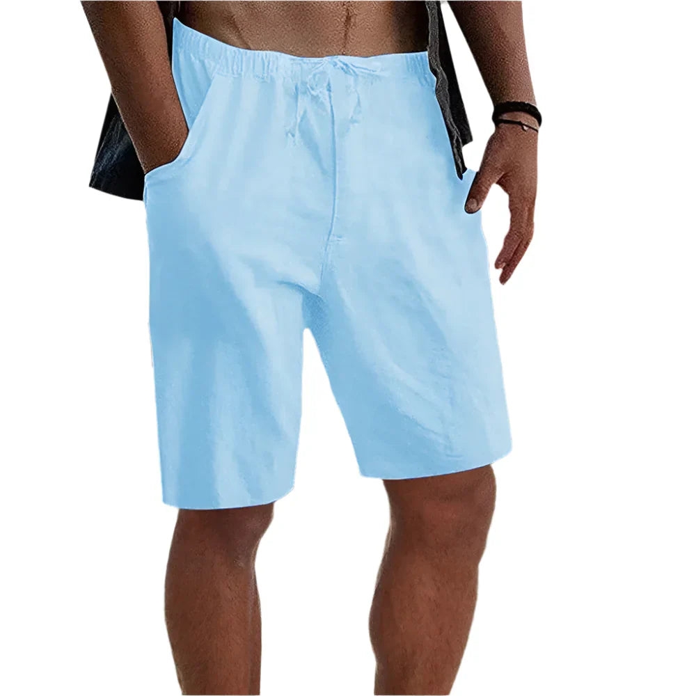 BEACHSIDE DRAWSTRING CASUAL MEN'S COTTON LINEN SHORTS