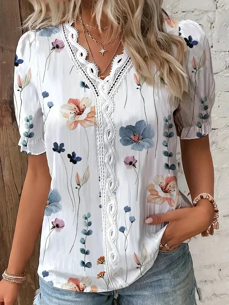 Flower Lace V-Neck Blouse | Olsen & Olsen™