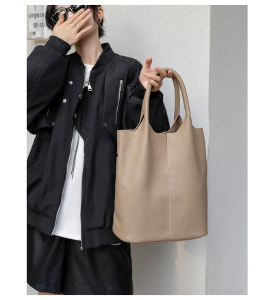 saga™ – light blue bucket bag in luxury leather look