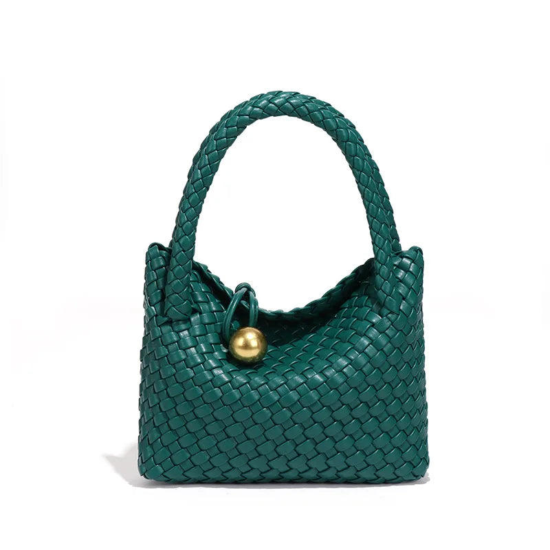 ASTRID™ | ELEGANT WOVEN LEATHER BAG WITH GOLD DETAIL