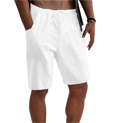 BEACHSIDE DRAWSTRING CASUAL MEN'S COTTON LINEN SHORTS