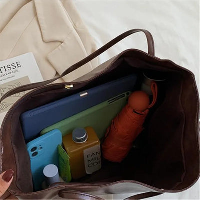 lisa™ – spacious brown tote bag in leather look