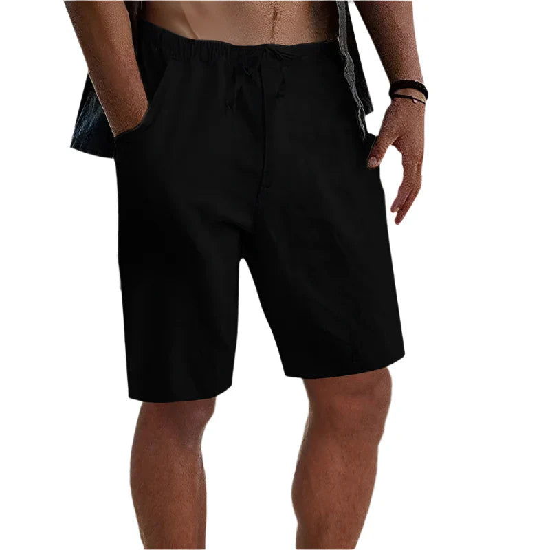 BEACHSIDE DRAWSTRING CASUAL MEN'S COTTON LINEN SHORTS