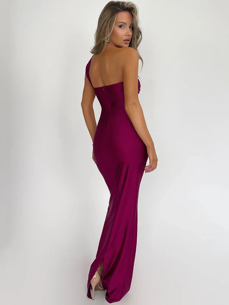 Rosea One-Shoulder Strapless Bodycon Maxi Dress