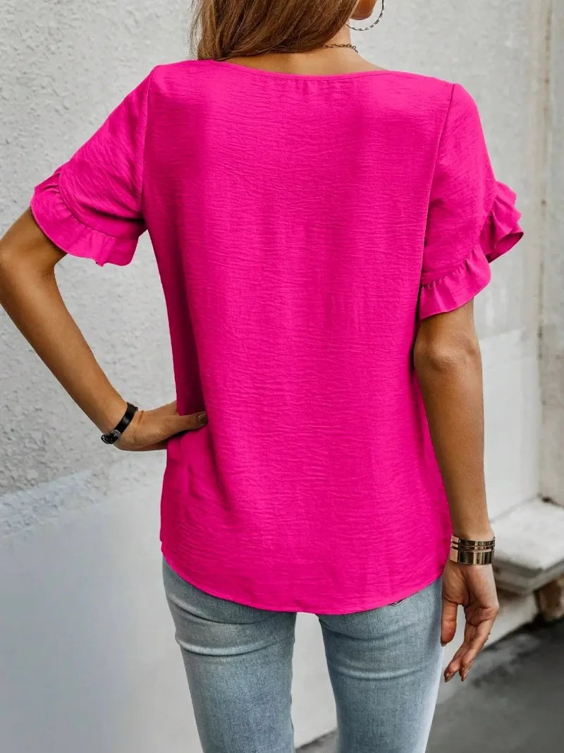 Summer Blouse with Ruffle Sleeves | Olsen & Olsen™