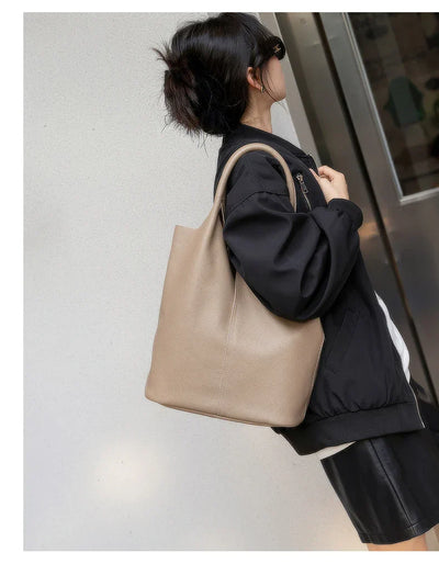 saga™ – light blue bucket bag in luxury leather look