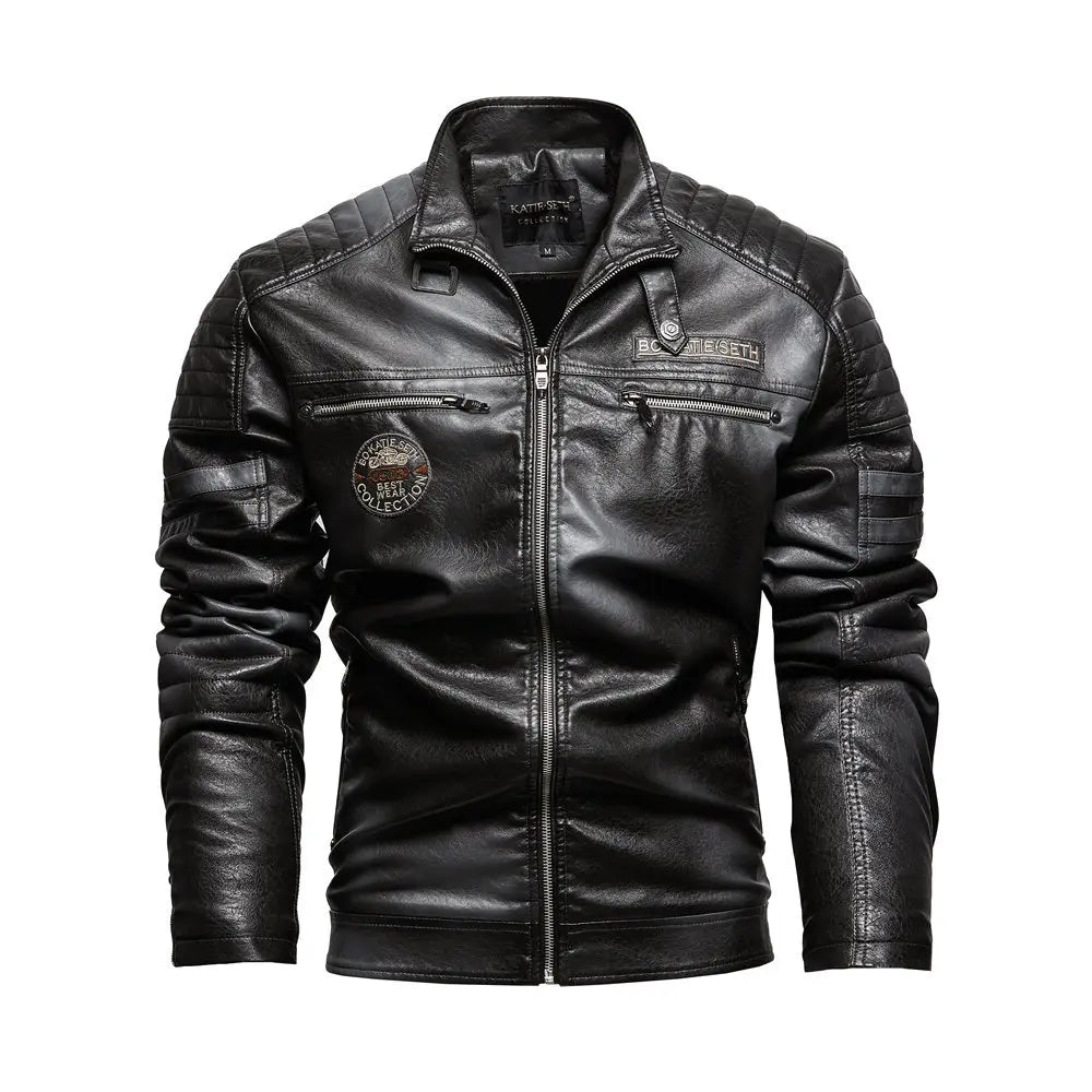 Tobias™ Rust – Red-brown motorcycle jacket with patch details
