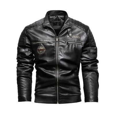 Tobias™ Rust – Red-brown motorcycle jacket with patch details