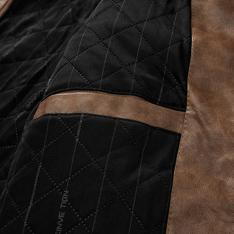 Frederik™ Raw – Brown Leather Jacket with Vintage Texture and Broad Shoulders