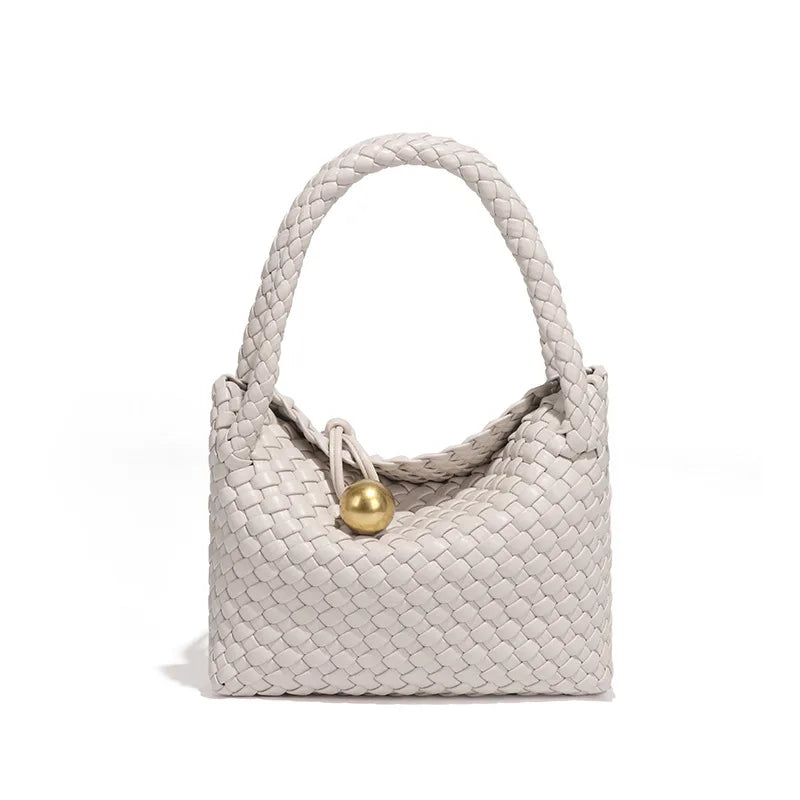 ASTRID™ | ELEGANT WOVEN LEATHER BAG WITH GOLD DETAIL