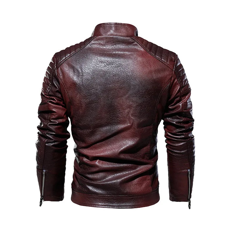 Tobias™ Rust – Red-brown motorcycle jacket with patch details