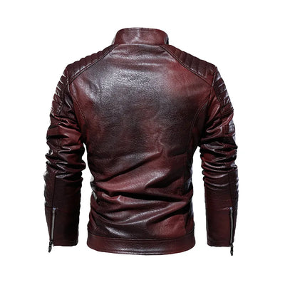 Tobias™ Rust – Red-brown motorcycle jacket with patch details