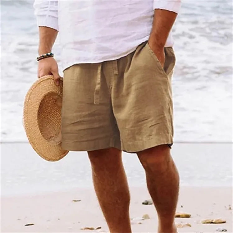 BEACHSIDE Summer Linen Men's Lightweight Fitness Shorts