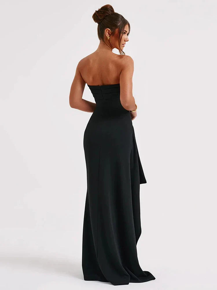 Rosea Strapless Backless High-Slit Maxi Dress