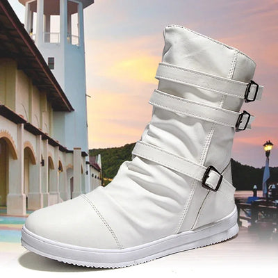 AXEL™ | LEATHER BOOTS WITH ZIPPER AND METAL BUCKLE