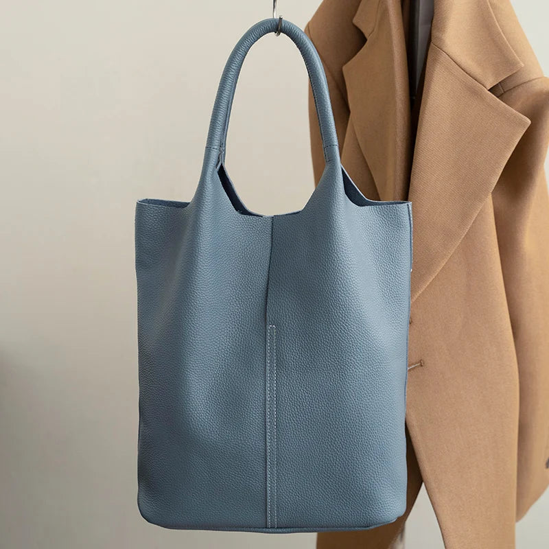 saga™ – light blue bucket bag in luxury leather look