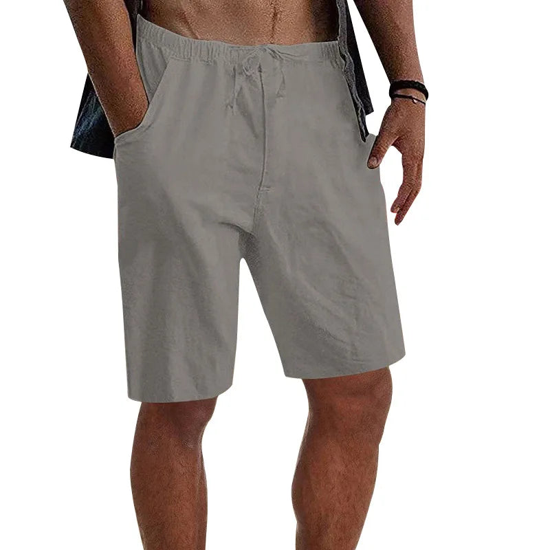 BEACHSIDE DRAWSTRING CASUAL MEN'S COTTON LINEN SHORTS
