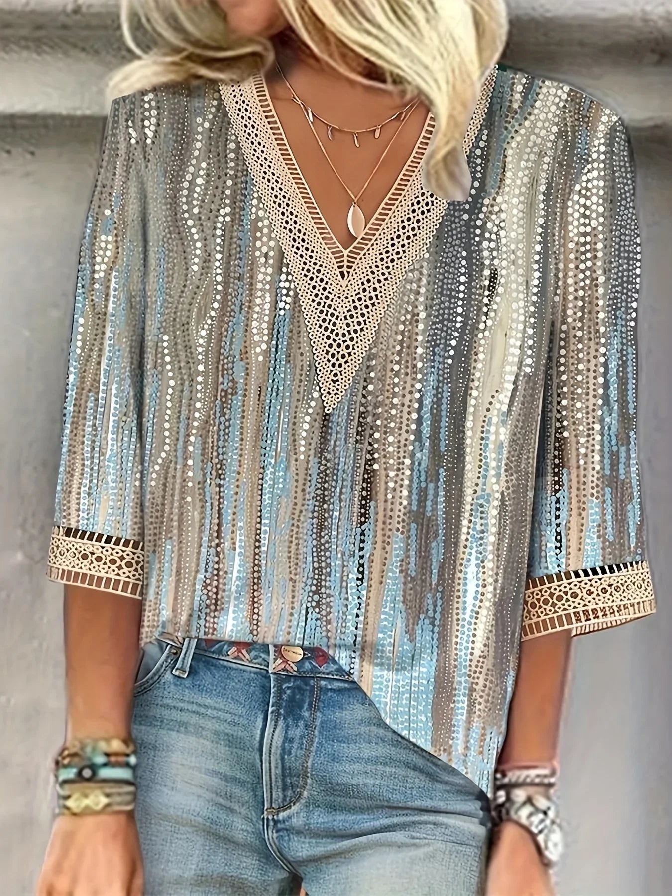 Bohemian V-Neck Blouse with Pattern | Olsen & Olsen™