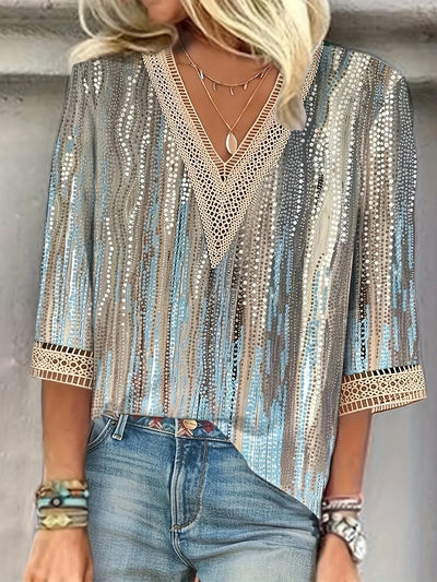 Bohemian V-Neck Blouse with Pattern | Olsen & Olsen™