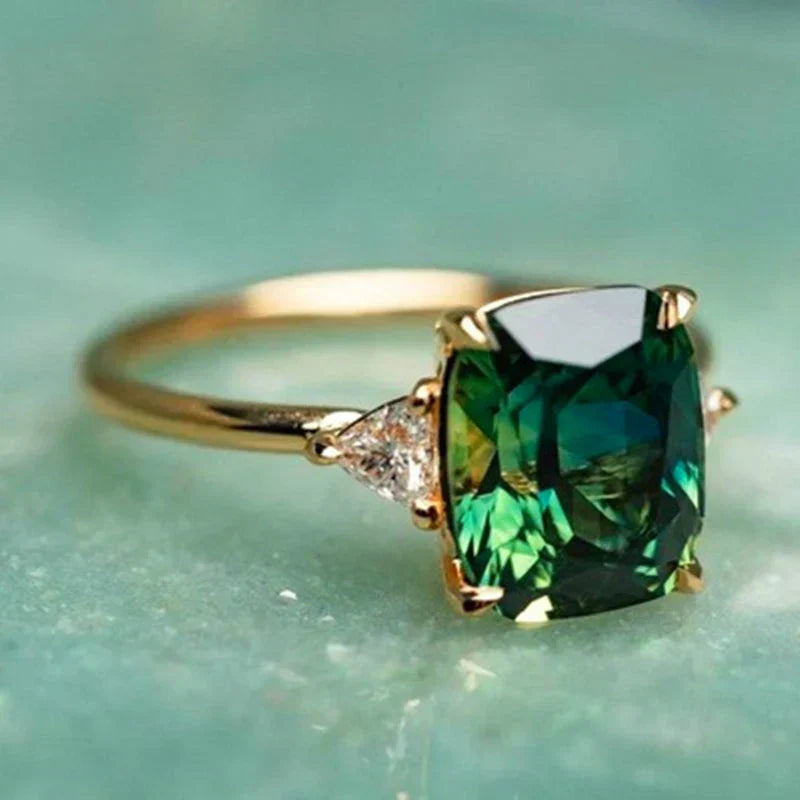 Josephine | Gold Ring with Green Zircon