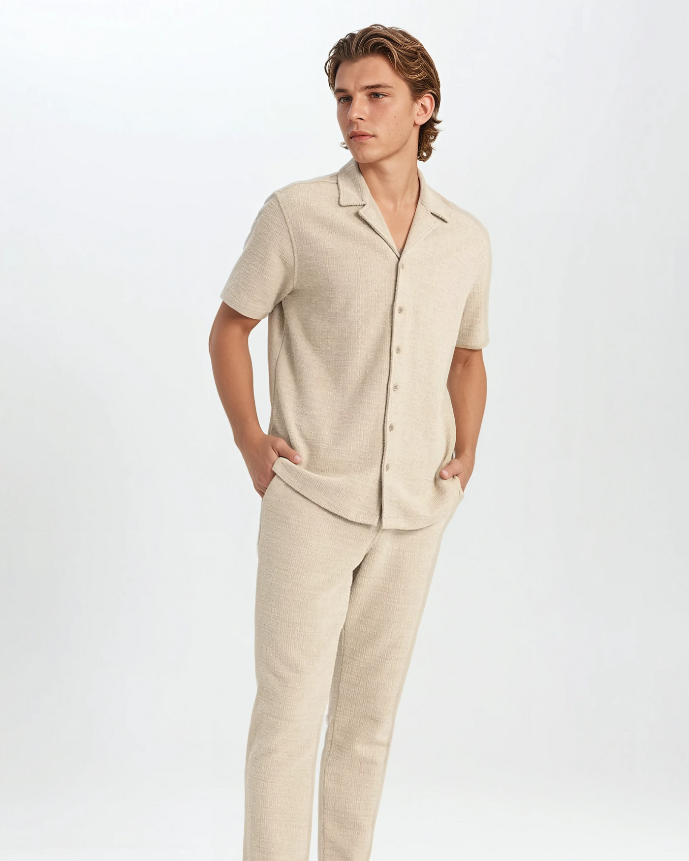 Waffle Shirt Beige - Sophie New York