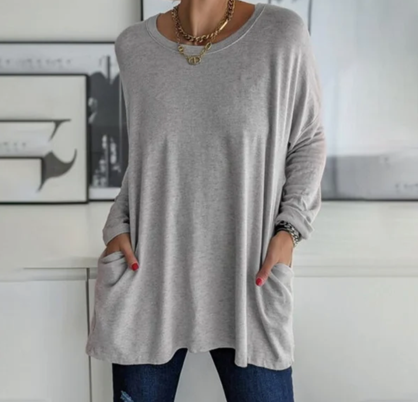 Ava™ | Casual Oversized Tunic Top with pockets
