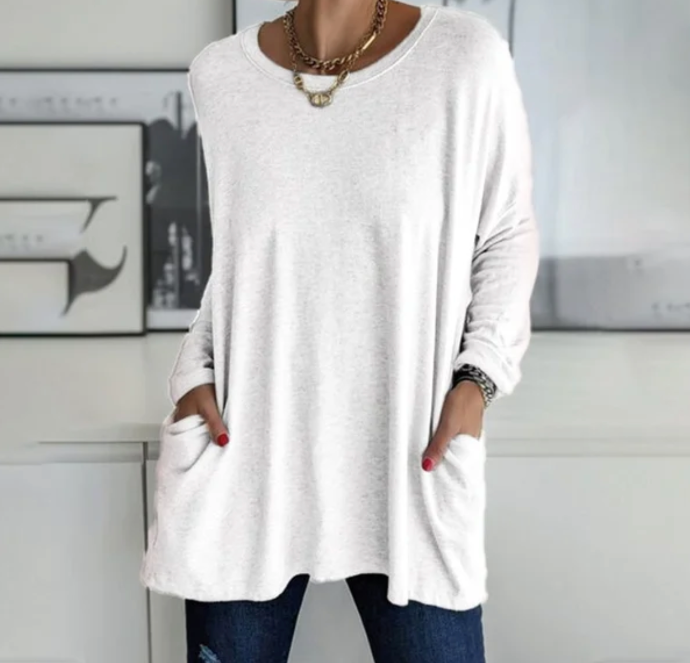 Ava™ | Casual Oversized Tunic Top with pockets