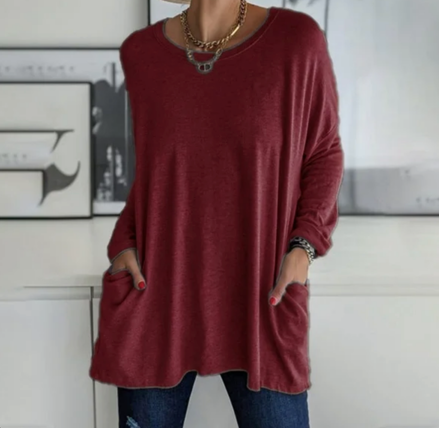 Ava™ | Casual Oversized Tunic Top with pockets
