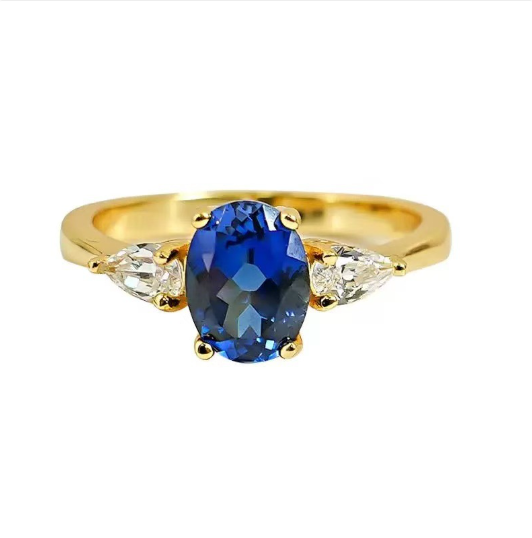 Josephine | Gold ring with blue zircon