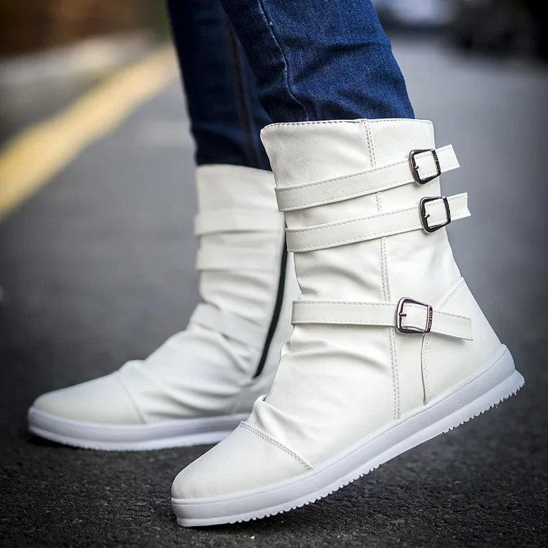 AXEL™ | LEATHER BOOTS WITH ZIPPER AND METAL BUCKLE