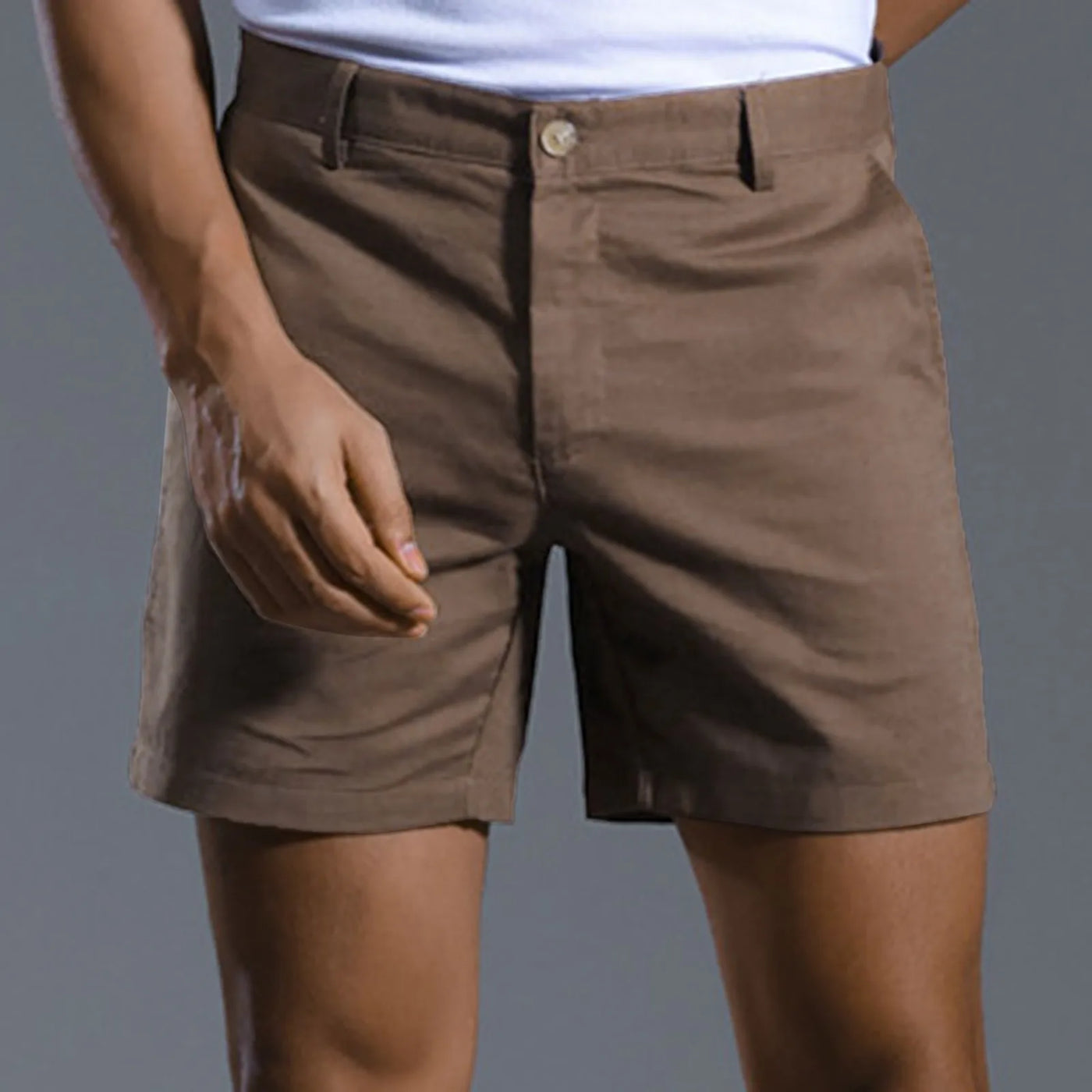 BEACHSIDE LINEN SHORTS – SLIM FIT WITH BUTTON DETAIL